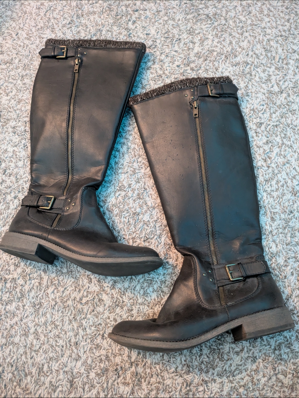 Classic Dark Briwn Knee-High Riding Style Boots